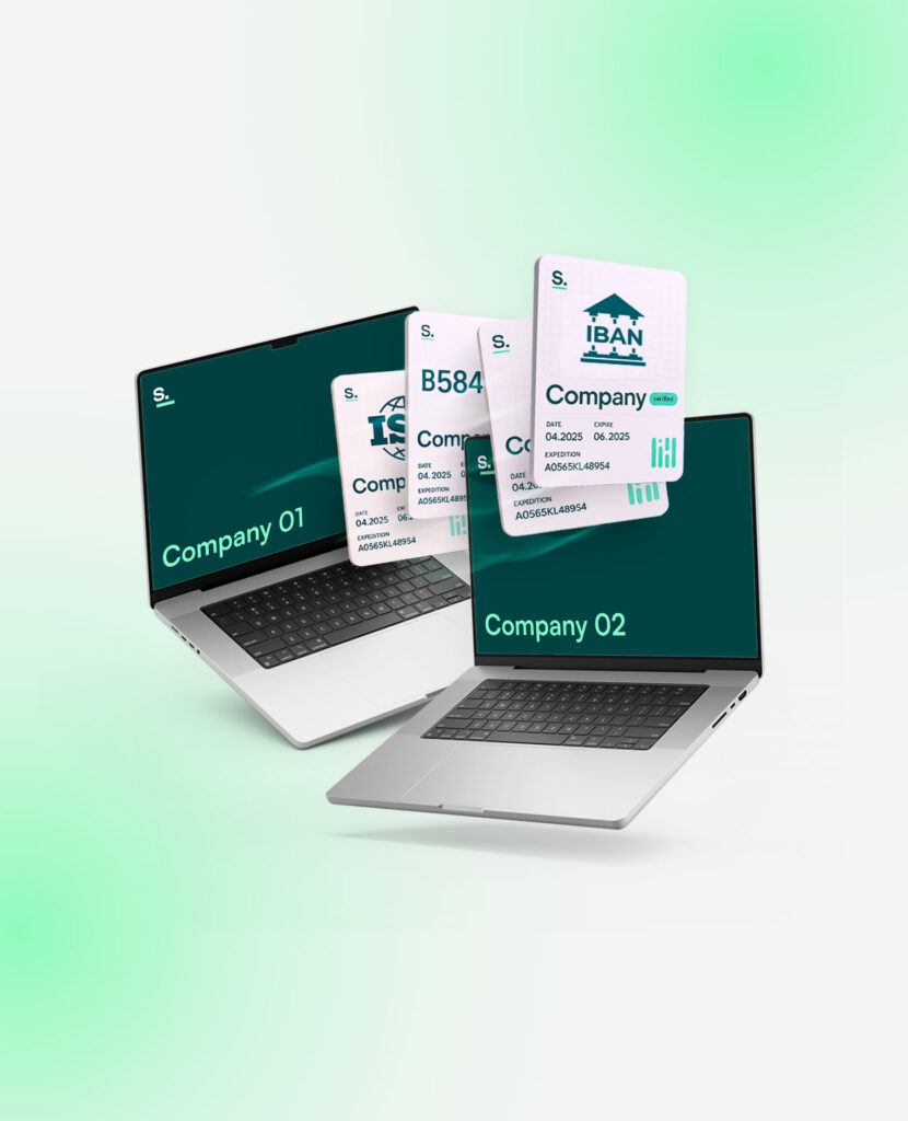 Portátil con la plataforma de Sybol y tarjetas de empresa verificada